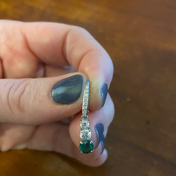 Swarovski Drop Earrings - Emerald - Picture 4 of 6